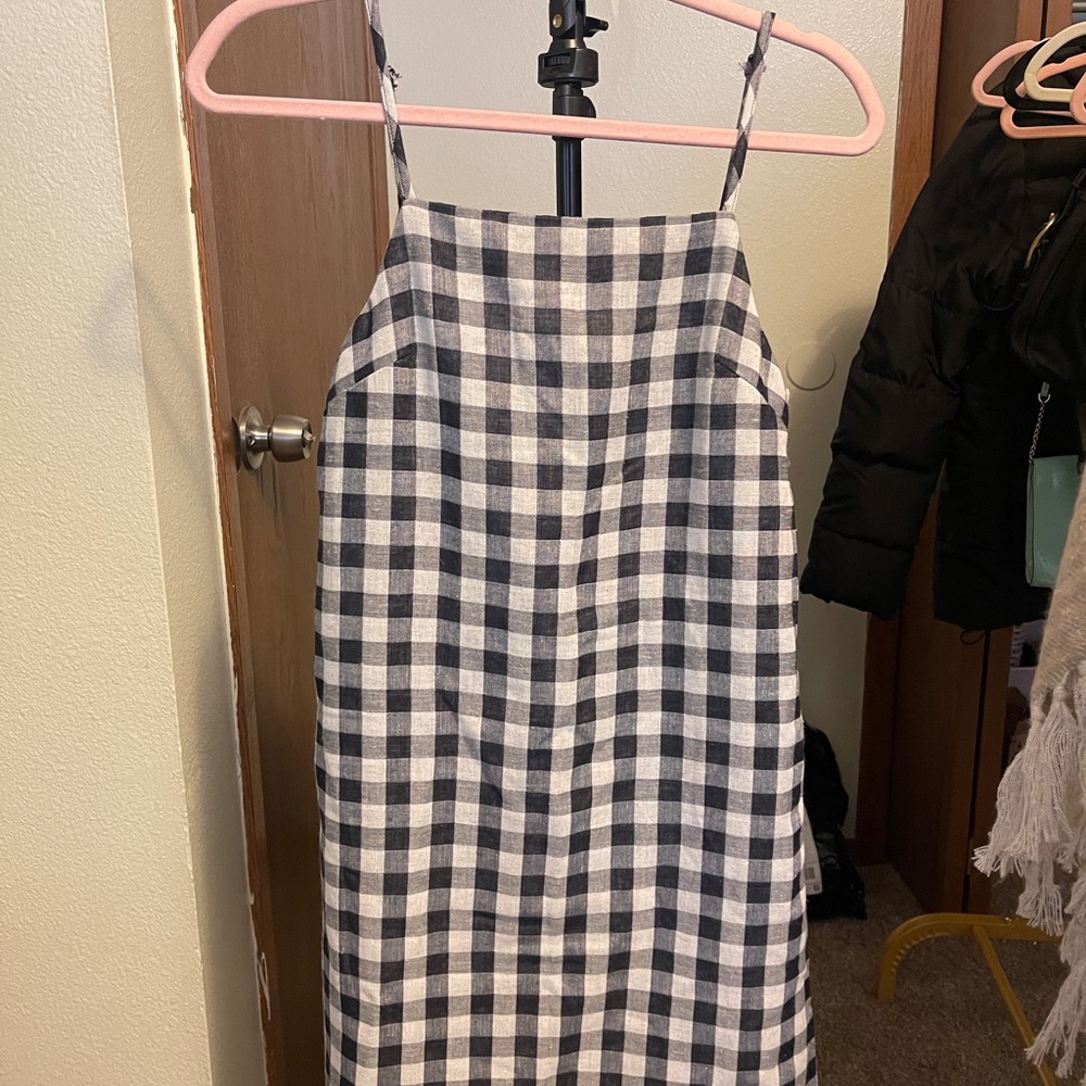 NWT KATE Gingham Linen Blend Black Dress- Grade & Gather